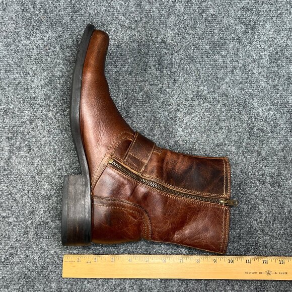 Skechers Motorcycle Boots Men's Size 11 Brown Leather Harness Buckle Square Toe - Picture 15 of 16